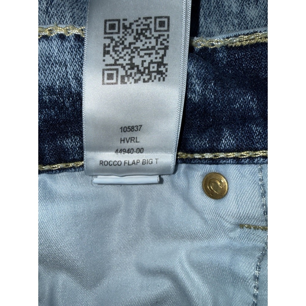 True Religion Jeans Rocco 29x34 Big T Flap Pocket Relaxed Skinny Acid Wash - Picture 11 of 14